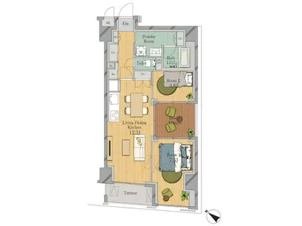 JP NOIE 横浜平沼(2LDK/4階)の間取り写真