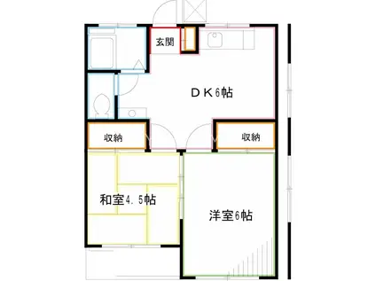 吉田コーポ(2DK/1階)の間取り写真