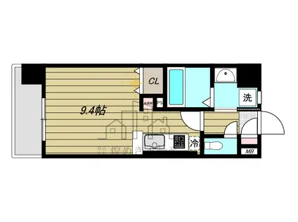 ヴィルヌーブ中央(ワンルーム/3階)の間取り写真