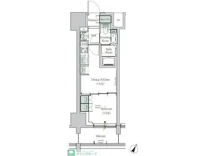 ONE ROOF RESIDENCE TAMACHI(1DK/8階)の間取り写真