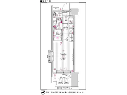 グランド・ガーラ横浜大口(1K/3階)の間取り写真