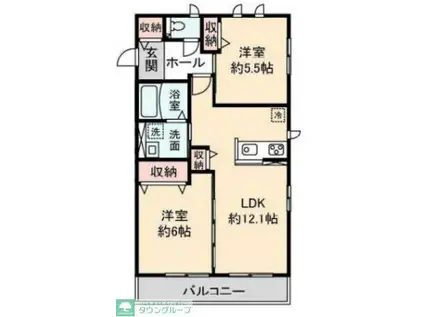 ソレイユ(2LDK/2階)の間取り写真