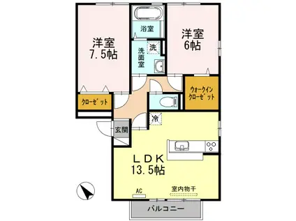 リビングタウン福山東A棟(2LDK/3階)の間取り写真