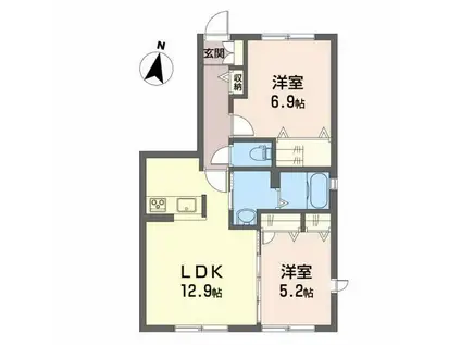 シャーメゾン・ベアーレB棟(2LDK/1階)の間取り写真