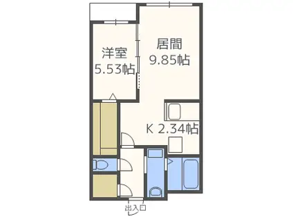 GARDEN TERRACE4C(1LDK/1階)の間取り写真