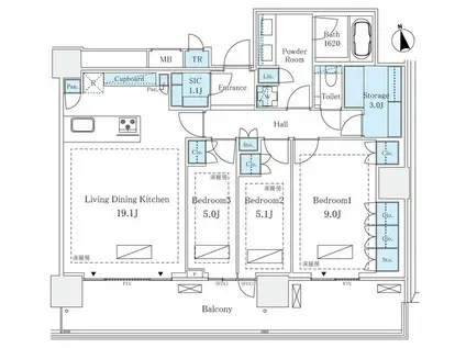 パークコート浜離宮ザタワー(3LDK/12階)の間取り写真