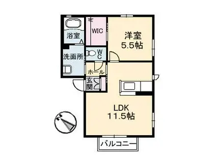 シエスタ(1LDK/2階)の間取り写真