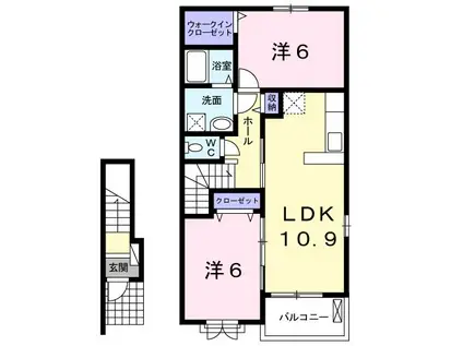 グランパール鹿嶋II(2LDK/2階)の間取り写真