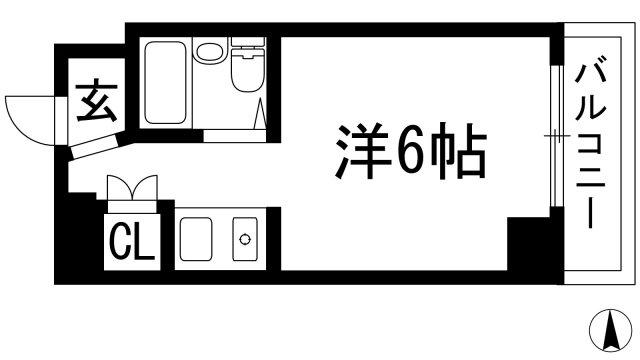 シェルプール弐番館(ワンルーム/3階)の間取り写真