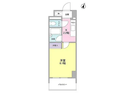 ウィンディーニ(1K/6階)の間取り写真