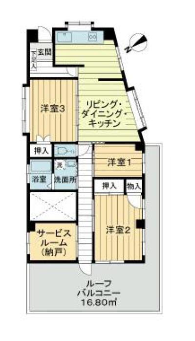 大日野ハイツ(3SLDK/3階)の間取り写真