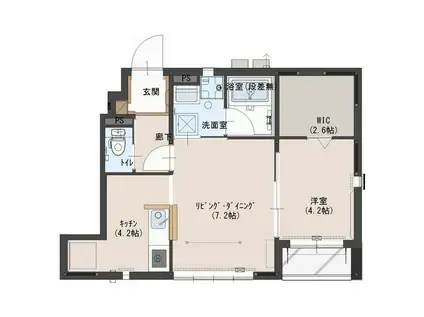 ソレアード・イースト(1LDK/1階)の間取り写真