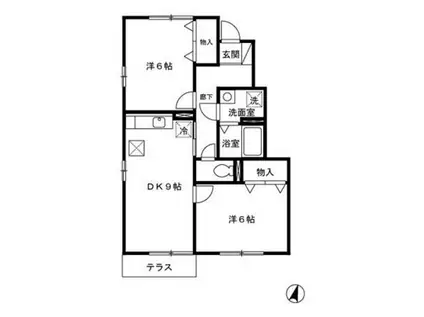 エスポワールみなみ野(2DK/1階)の間取り写真