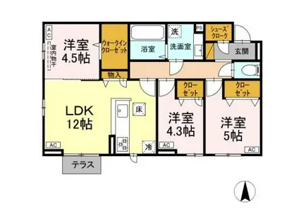 D-ROOMおゆみ野中央2丁目(3LDK/1階)の間取り写真