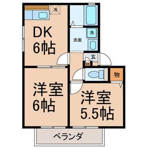 一色ハイツ(2DK/2階)の間取り写真