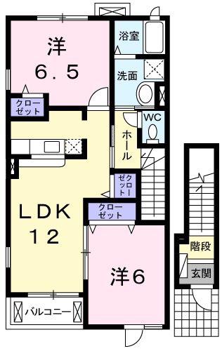 ミルト・ヴィラII(2LDK/2階)の間取り写真