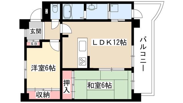ル・レーブ貴船(2LDK/2階)の間取り写真