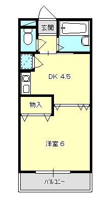ウイステリー(1DK/2階)の間取り写真
