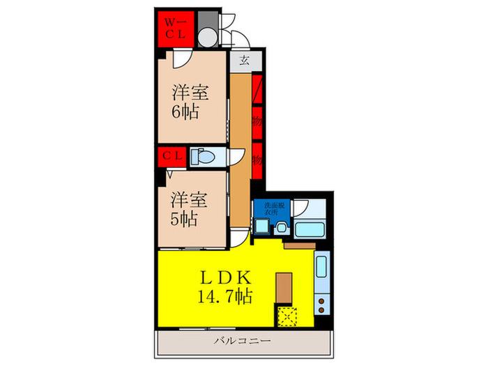 ラピスコート(2LDK/2階)の間取り写真