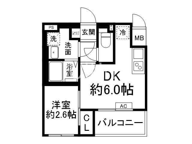 ソルテラスTHEKYOTO東寺(1DK/5階)の間取り写真