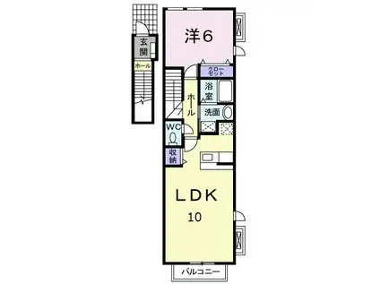 メゾンヌーベル(1LDK/2階)の間取り写真