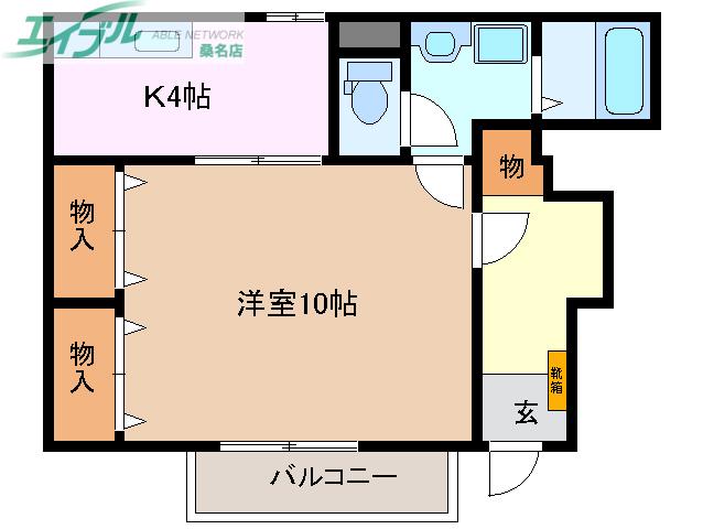 エーデルハイム(1K/1階)の間取り写真