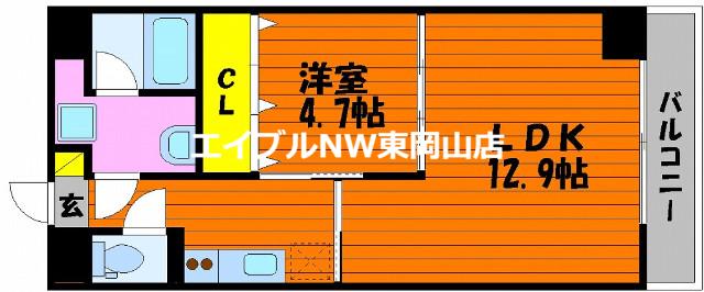 ハアラン表町(1LDK/6階)の間取り写真