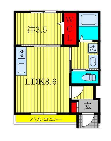 AZURE(1LDK/1階)の間取り写真