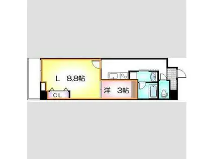 セントフィオーレ松葉(1SK/4階)の間取り写真