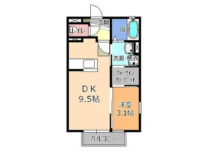 K&Mテクノ G(1DK/1階)の間取り写真