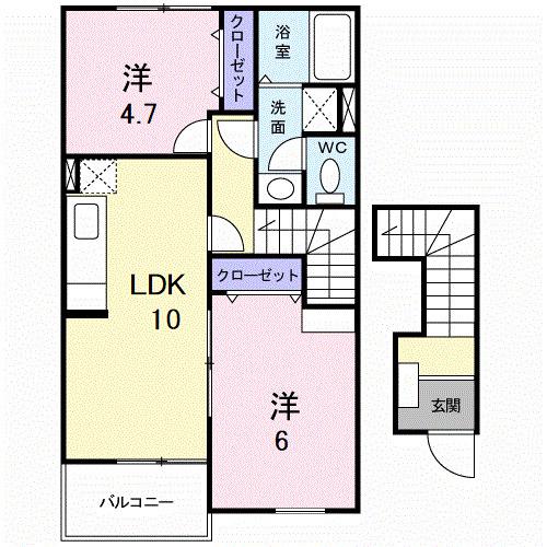フォレスト金の原II(2LDK/2階)の間取り写真