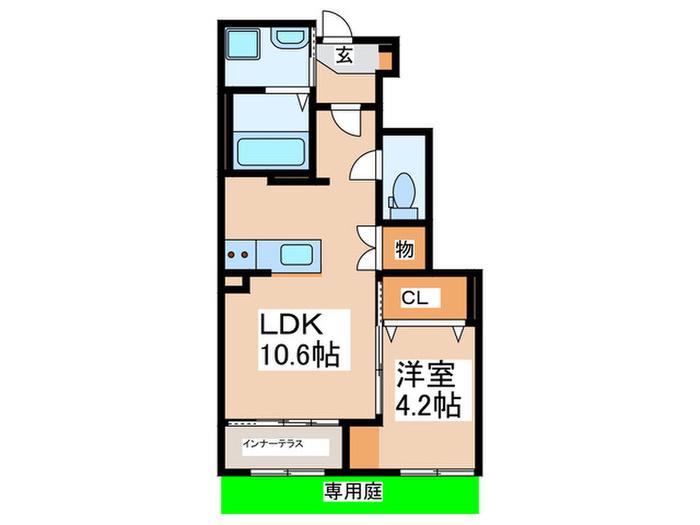 ＪＲ横浜線 中山駅(神奈川) 徒歩24分 2階建 築2年(1LDK/1階)の間取り写真