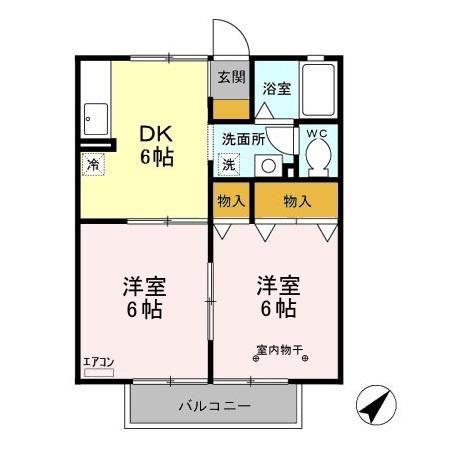フェニックスC(2DK/2階)の間取り写真