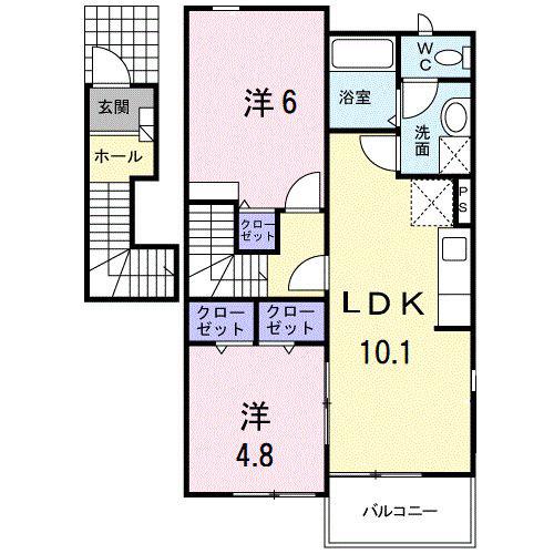 ジェルメコリーヌ(2LDK/2階)の間取り写真