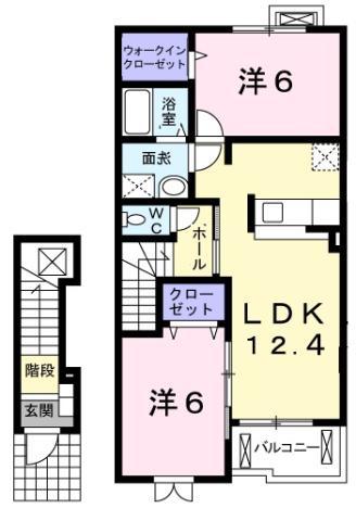 サニープレイスB(2LDK/2階)の間取り写真
