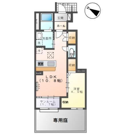 富山市山室アパート(1LDK/1階)の間取り写真