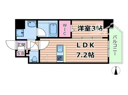 エスリードレジデンス ザ・グラン大阪ノア(1DK/3階)の間取り写真