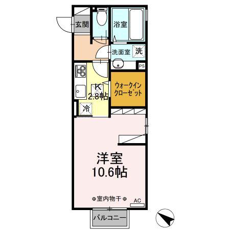 プリマヴェーラ(1K/1階)の間取り写真