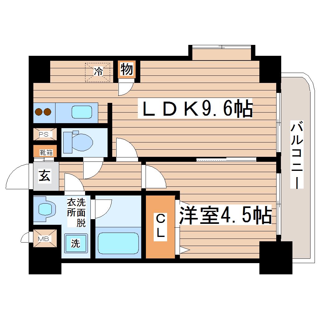 サンライズロード宮町(1LDK/2階)の間取り写真