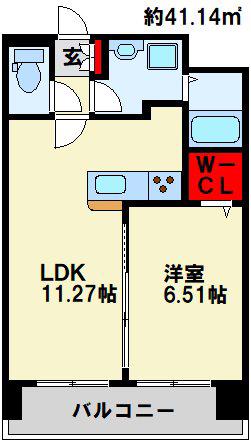 CENTER MARK三萩野(1LDK/5階)の間取り写真