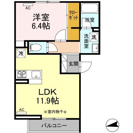 コロ企画コート(1LDK/3階)の間取り写真