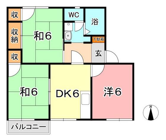 メゾン日笠山(3DK/2階)の間取り写真
