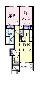 アズールコート(2LDK/1階)の間取り写真