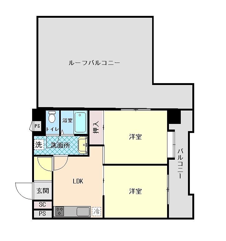 リーベ・パトリー椿(2LDK/5階)の間取り写真