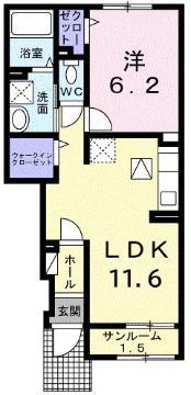 エクリシア(1LDK/1階)の間取り写真