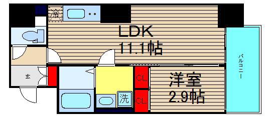 エムコート新町(1LDK/3階)の間取り写真