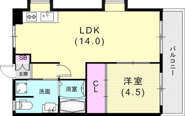 ワコーレ下沢PARTII(1LDK/3階)の間取り写真