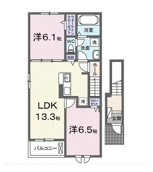 ソラリエ II(2LDK/2階)の間取り写真