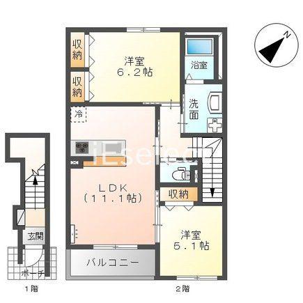 グランドソレーユ(2LDK/2階)の間取り写真