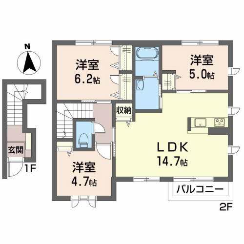 ベルデュールA(3LDK/2階)の間取り写真